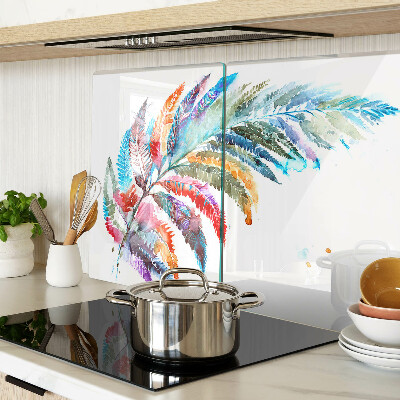 Szklana deska kuchenna Liście paproci w kolorach tęczy