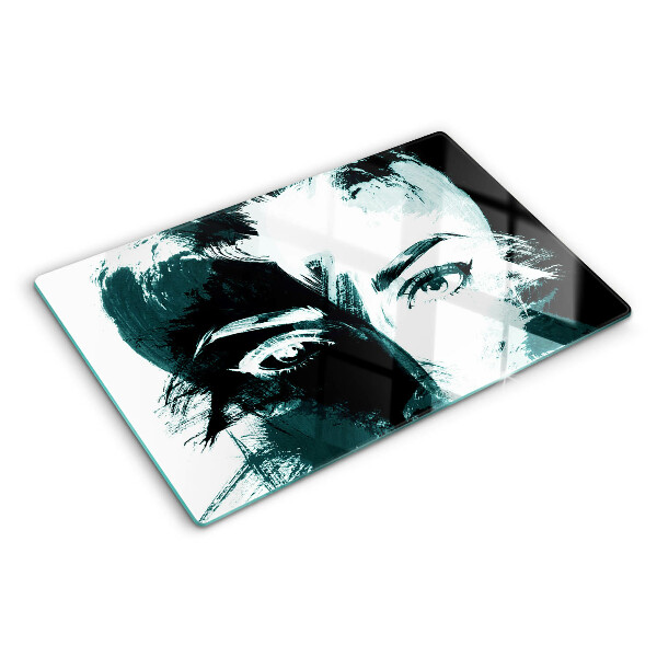 Tabla de cortar de cristal Retrato de estilo abstracto