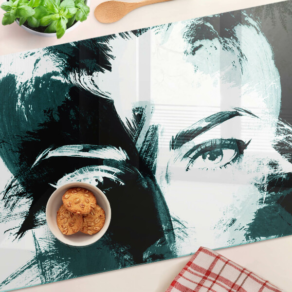 Szklana deska kuchenna Portret w stylu abstrakcyjnym