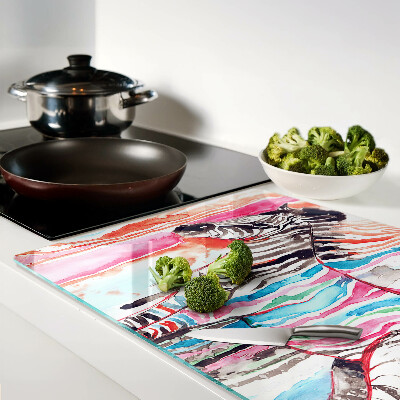 Deska kuchenna szklana Zebra w kolorowych paskach