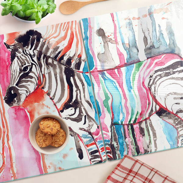 Deska kuchenna szklana Zebra w kolorowych paskach
