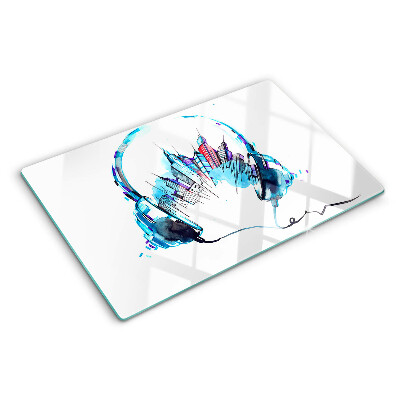 Tabla de cortar Auriculares con paisaje urbano