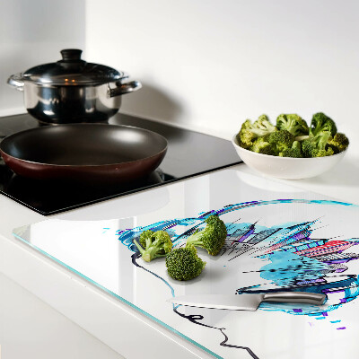 Tabla de cortar Auriculares con paisaje urbano