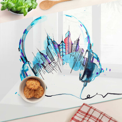 Tabla de cortar Auriculares con paisaje urbano