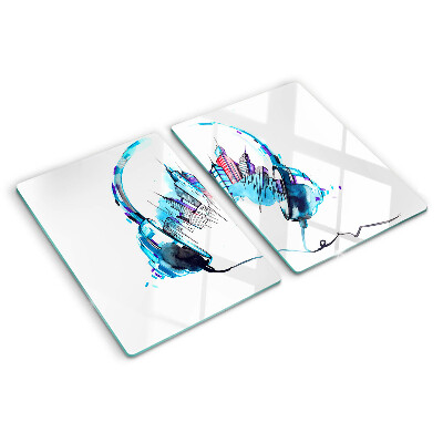 Tabla de cortar Auriculares con paisaje urbano
