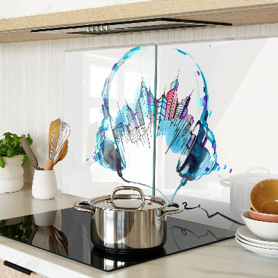 Tabla de cortar Auriculares con paisaje urbano