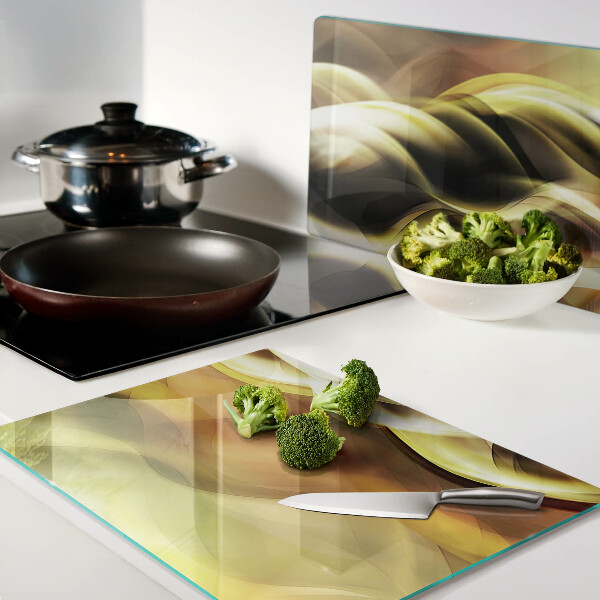 Tabla de cocina Ondas abstractas en tonos dorados
