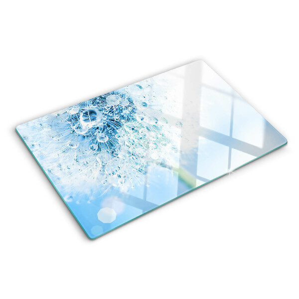 Tabla para cortar Flor de diente de león con gotas de agua