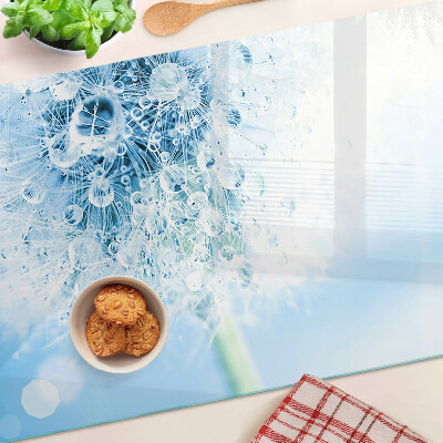 Tabla para cortar Flor de diente de león con gotas de agua