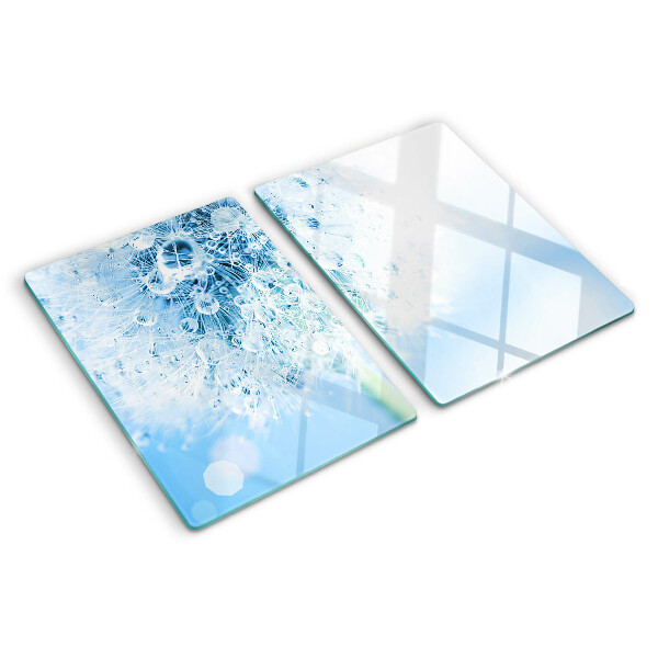 Tabla para cortar Flor de diente de león con gotas de agua