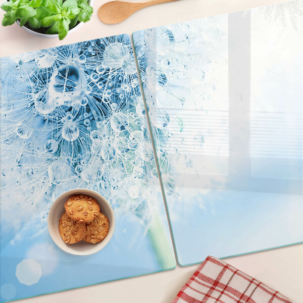 Tabla para cortar Flor de diente de león con gotas de agua