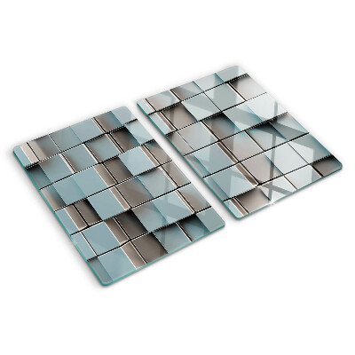 Tabla de cortar de cristal Azulejos geométricos en tonos azules