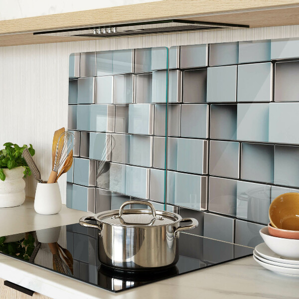 Tabla de cortar de cristal Azulejos geométricos en tonos azules