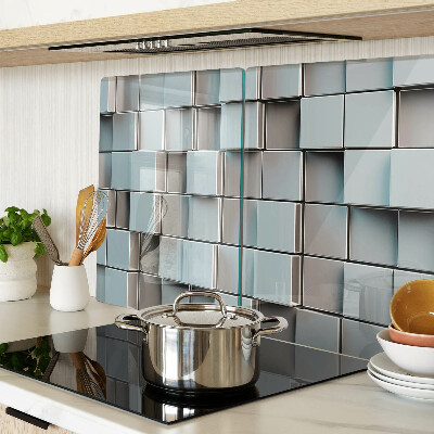 Tabla de cortar de cristal Azulejos geométricos en tonos azules