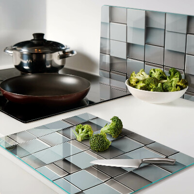 Tabla de cortar de cristal Azulejos geométricos en tonos azules