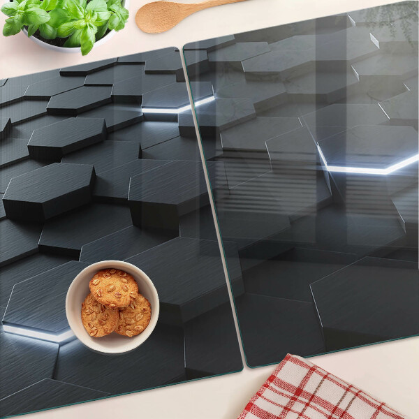Tabla de cortar de cristal Patrón hexagonal con efecto 3D