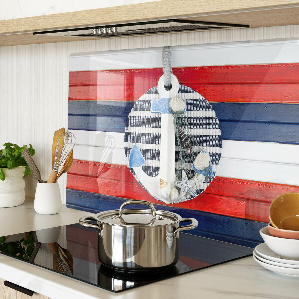 Szklana deska kuchenna Kotwica na tle pasów