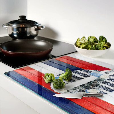 Tabla para cortar Ancla sobre fondo de rayas