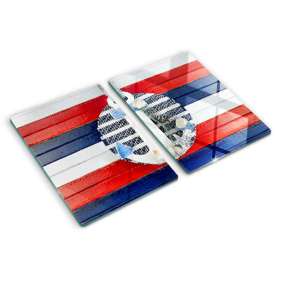 Tabla para cortar Ancla sobre fondo de rayas