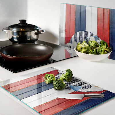 Tabla para cortar Ancla sobre fondo de rayas