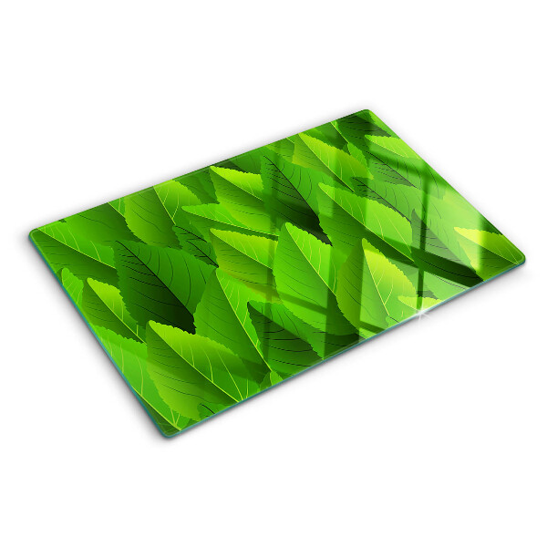 Tabla de cortar de cristal Hojas en tonos verdes