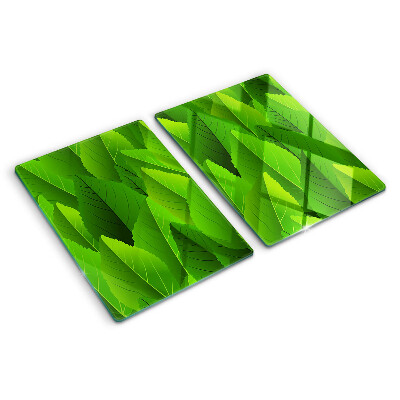 Tabla de cortar de cristal Hojas en tonos verdes