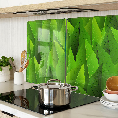 Tabla de cortar de cristal Hojas en tonos verdes