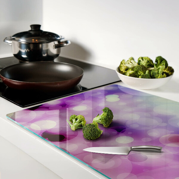 Szklana deska do krojenia Bokeh w odcieniach fioletu i różu