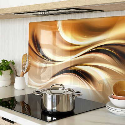 Tabla de cortar de cristal Ondas abstractas en tonos dorados