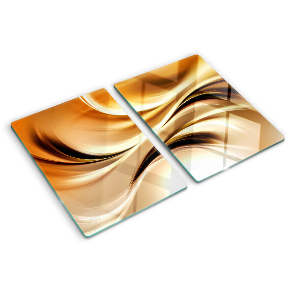 Tabla de cortar de cristal Ondas abstractas en tonos dorados