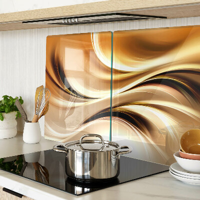 Tabla de cortar de cristal Ondas abstractas en tonos dorados