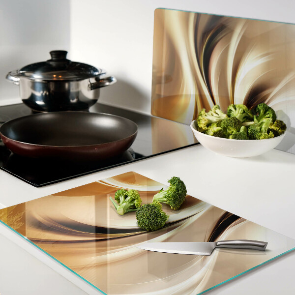 Szklana deska kuchenna Abstrakcyjne fale w odcieniach złota