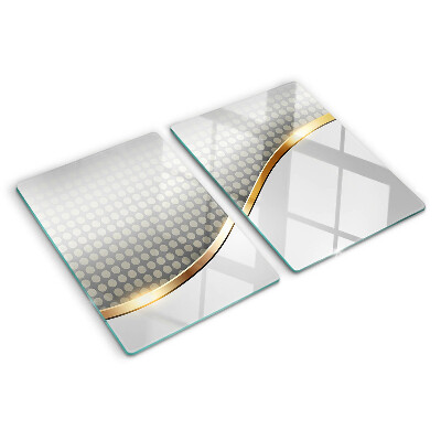 Tabla de cortar de cristal Una ola dorada sobre un fondo de puntos.