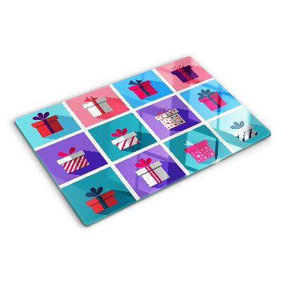 Tabla para cortar Motivos de regalo en varios colores.