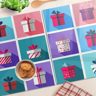 Tabla para cortar Motivos de regalo en varios colores.