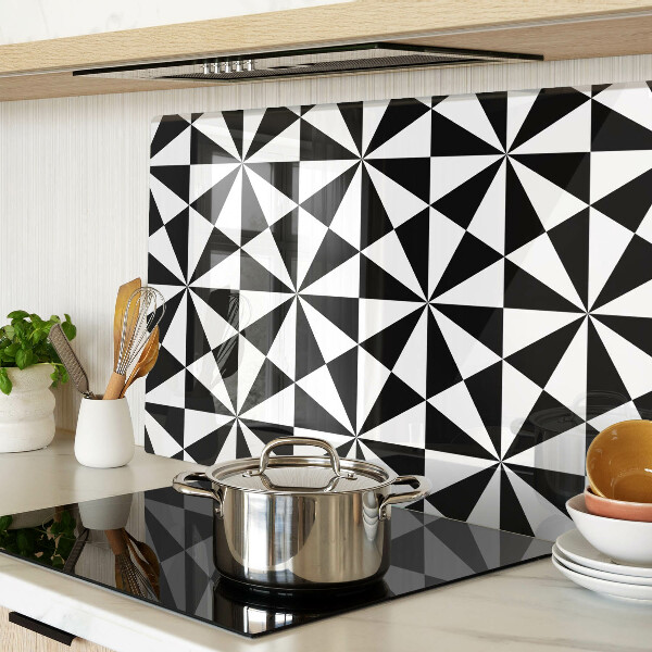 Tabla de cortar de cristal Triángulos geométricos en blanco y negro