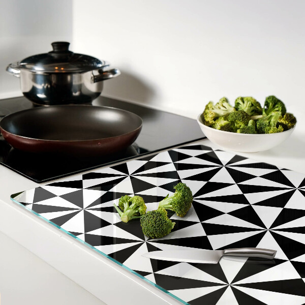 Tabla de cortar de cristal Triángulos geométricos en blanco y negro