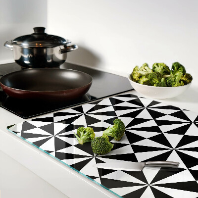 Tabla de cortar de cristal Triángulos geométricos en blanco y negro