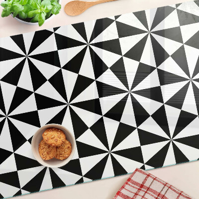 Tabla de cortar de cristal Triángulos geométricos en blanco y negro