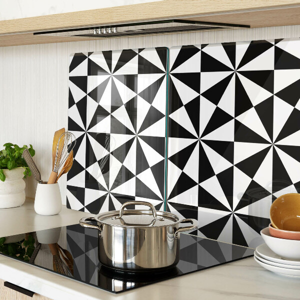 Tabla de cortar de cristal Triángulos geométricos en blanco y negro