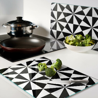 Tabla de cortar de cristal Triángulos geométricos en blanco y negro