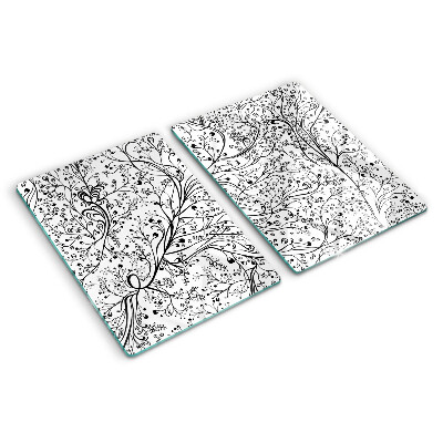 Szklana deska kuchenna Wzór roślinny z delikatnymi gałązkami