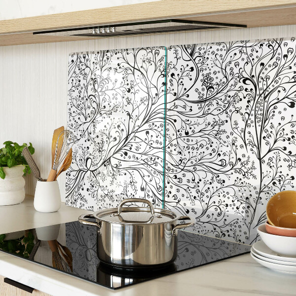 Szklana deska kuchenna Wzór roślinny z delikatnymi gałązkami