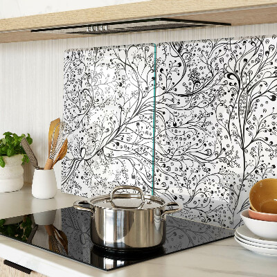 Szklana deska kuchenna Wzór roślinny z delikatnymi gałązkami