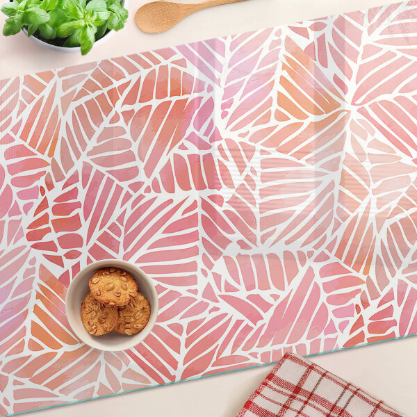 Deska kuchenna szklana Liście w pastelowych odcieniach