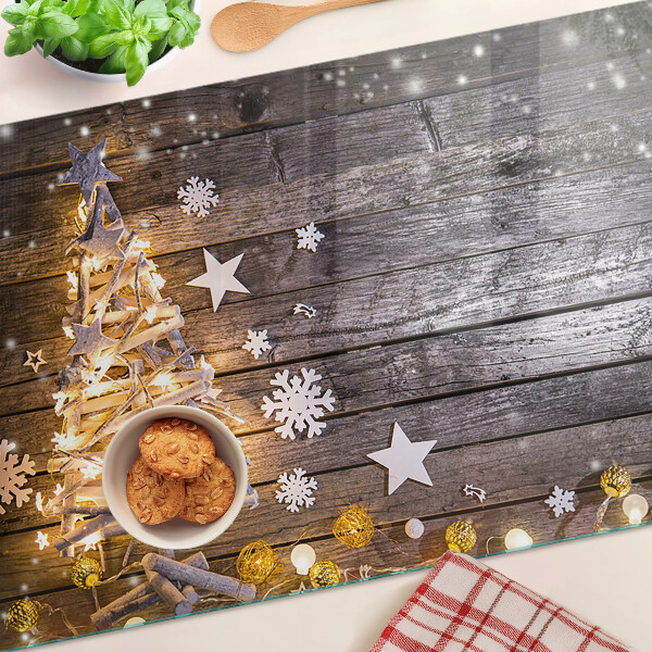Tabla de cortar de cristal Árbol de Navidad con adornos