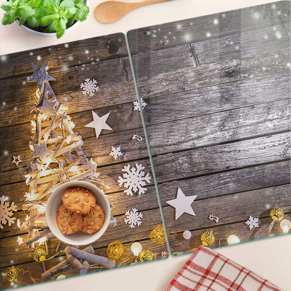 Tabla de cortar de cristal Árbol de Navidad con adornos