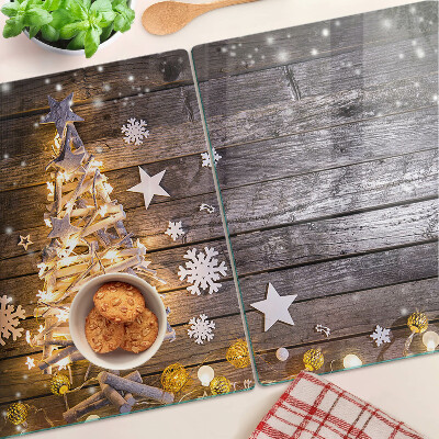 Tabla de cortar de cristal Árbol de Navidad con adornos