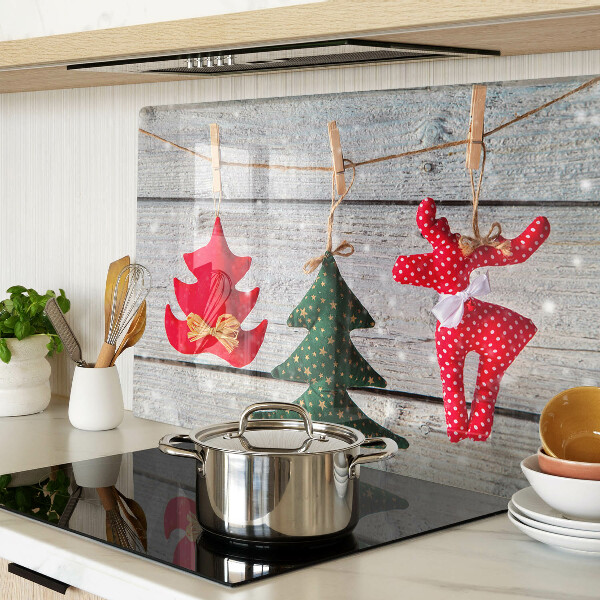 Szklana deska do krojenia Świąteczne ozdoby na tle drewna