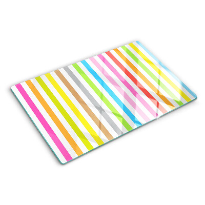 Tabla de cortar de cristal Rayas de colores del arco iris